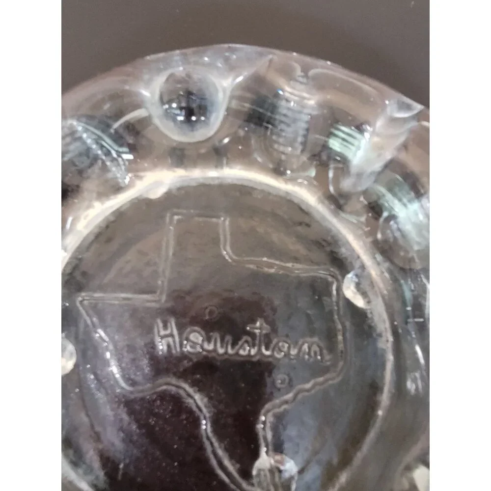 Vintage Houston Texas Heavy Glass‎ Ashtray Embossed Map Design